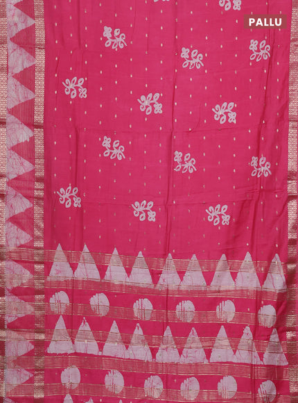 Pink Semi Chanderi Saree - Batik Prints