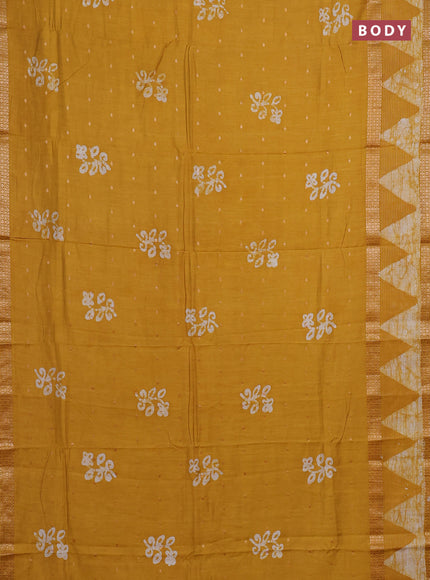 Mustard Yellow Semi Chanderi Saree - Batik Prints