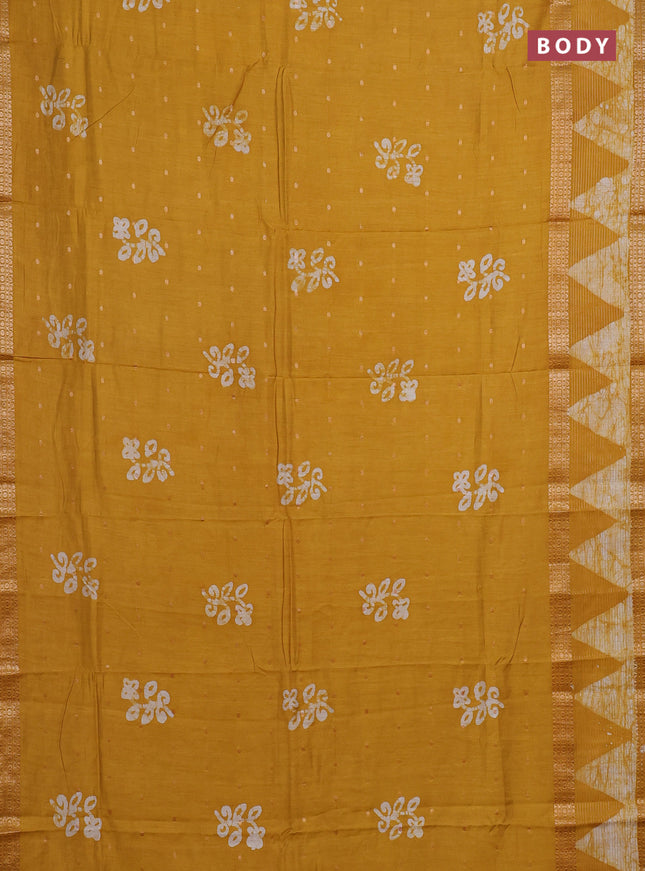 Mustard Yellow Semi Chanderi Saree - Batik Prints