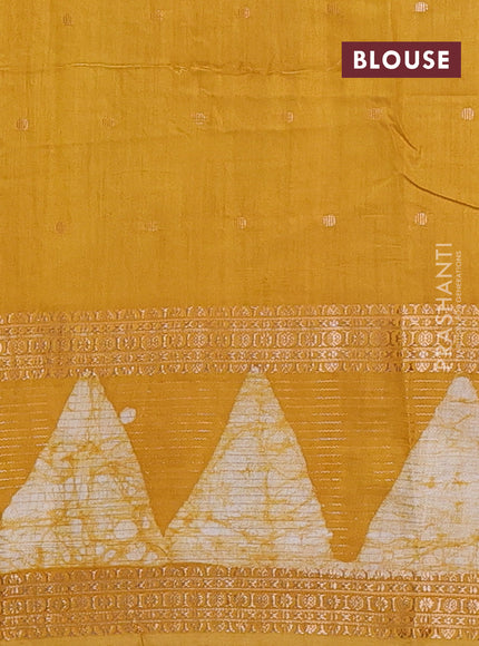 Mustard Yellow Semi Chanderi Saree - Batik Prints