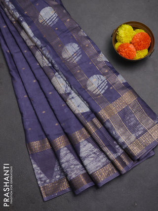 Grey Semi Chanderi Saree - Batik Prints
