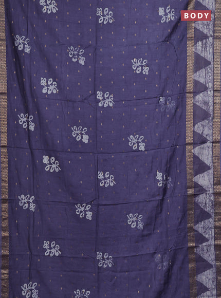 Grey Semi Chanderi Saree - Batik Prints