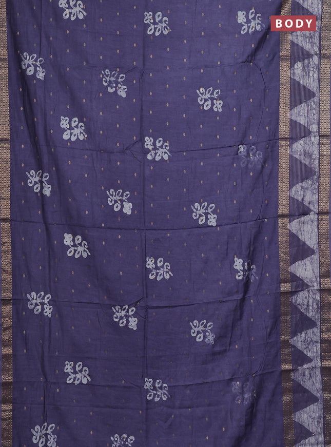 Grey Semi Chanderi Saree - Batik Prints