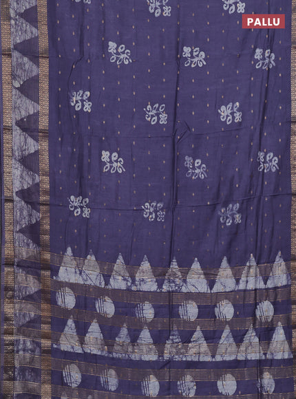 Grey Semi Chanderi Saree - Batik Prints