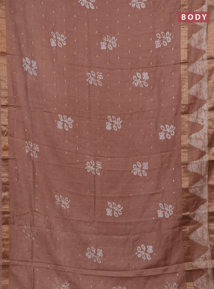 Pastel Brown Semi Chanderi Saree - Batik Prints