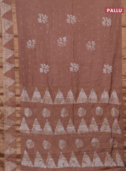 Pastel Brown Semi Chanderi Saree - Batik Prints
