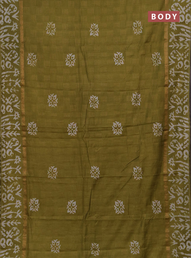 Mehendi Green Semi Chanderi Saree - Batik Prints