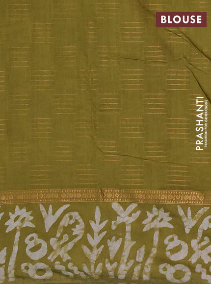 Mehendi Green Semi Chanderi Saree - Batik Prints