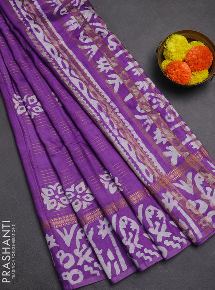 Lavender Semi Chanderi Saree - Batik Prints