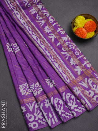 Lavender Semi Chanderi Saree - Batik Prints