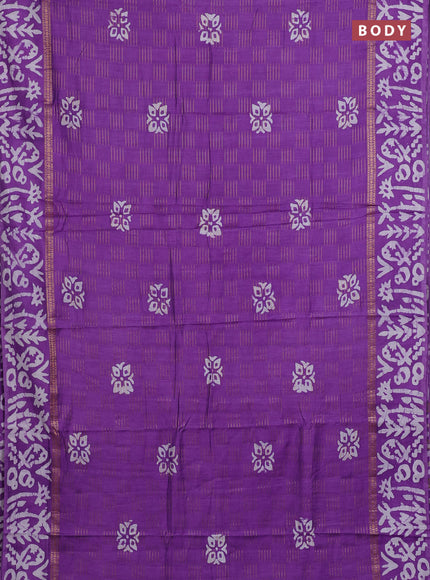 Lavender Semi Chanderi Saree - Batik Prints