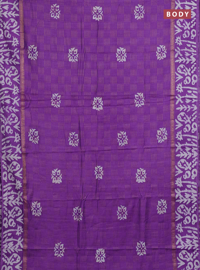 Lavender Semi Chanderi Saree - Batik Prints