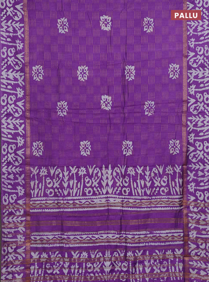 Lavender Semi Chanderi Saree - Batik Prints