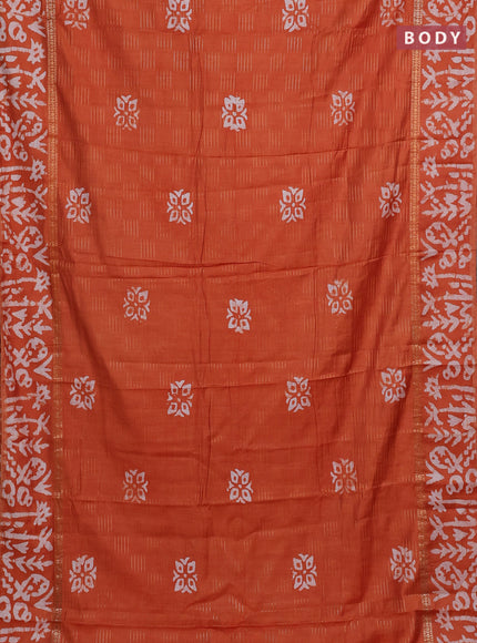 Rust Semi Chanderi Saree - Batik Prints