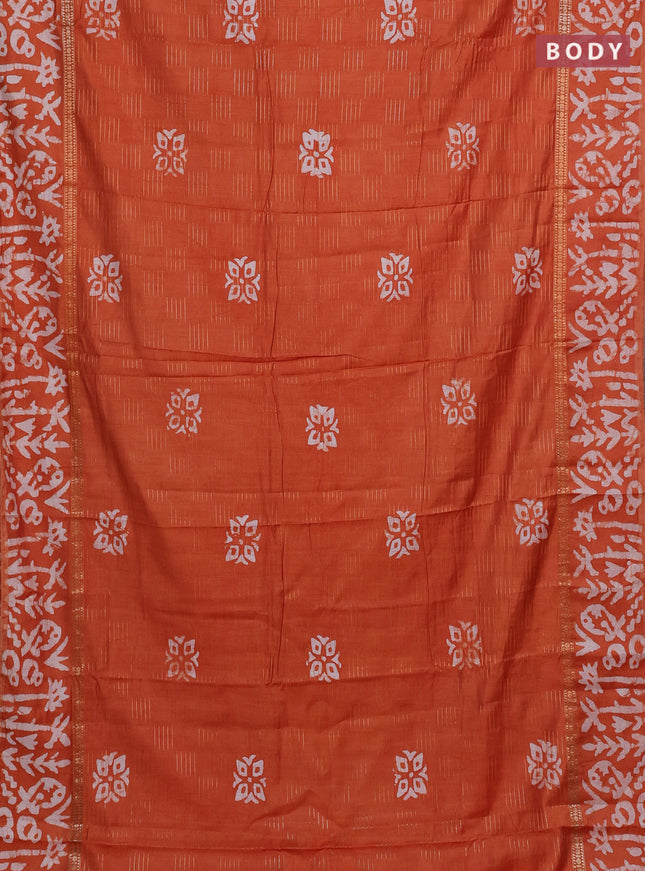 Rust Semi Chanderi Saree - Batik Prints