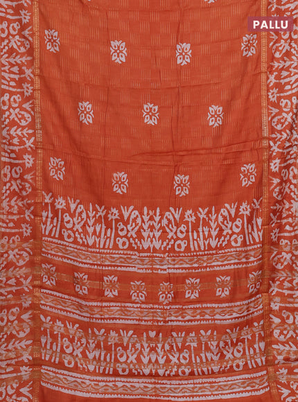 Rust Semi Chanderi Saree - Batik Prints