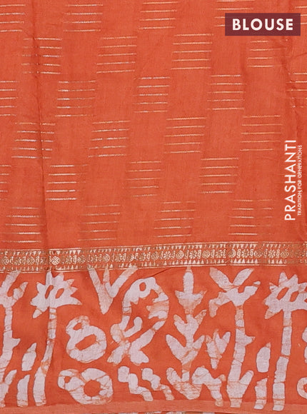 Rust Semi Chanderi Saree - Batik Prints