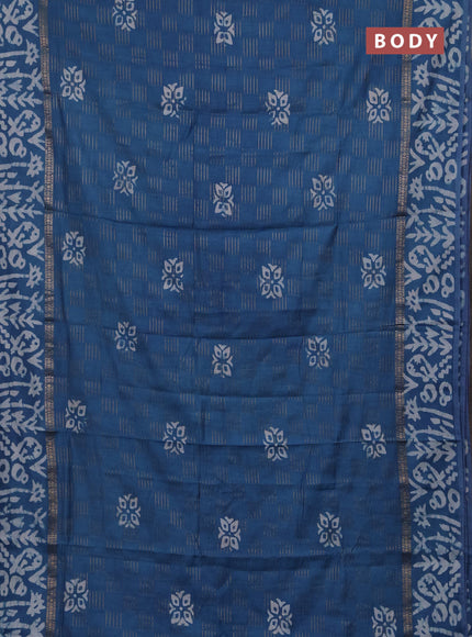 Blue Semi Chanderi Saree - Batik Prints