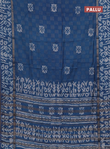 Blue Semi Chanderi Saree - Batik Prints