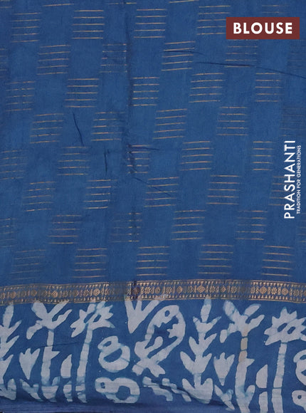 Blue Semi Chanderi Saree - Batik Prints