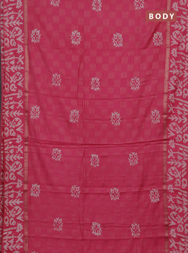 Pink Semi Chanderi Saree - Batik Prints