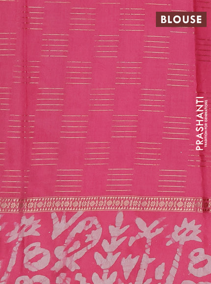 Pink Semi Chanderi Saree - Batik Prints