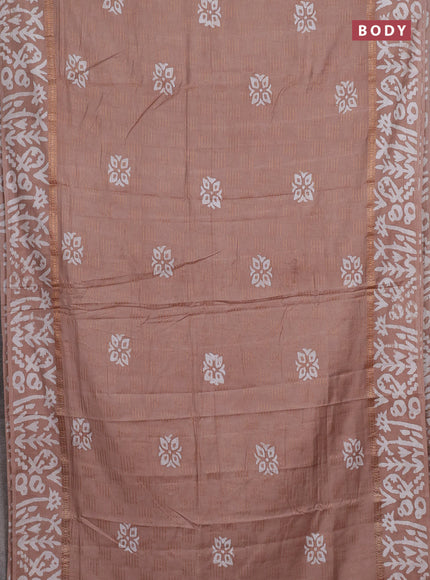 Pastel Brown Semi Chanderi Saree - Batik Prints