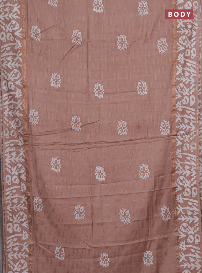 Pastel Brown Semi Chanderi Saree - Batik Prints