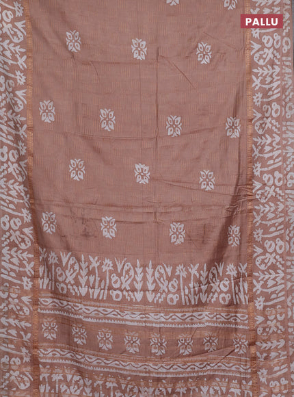 Pastel Brown Semi Chanderi Saree - Batik Prints