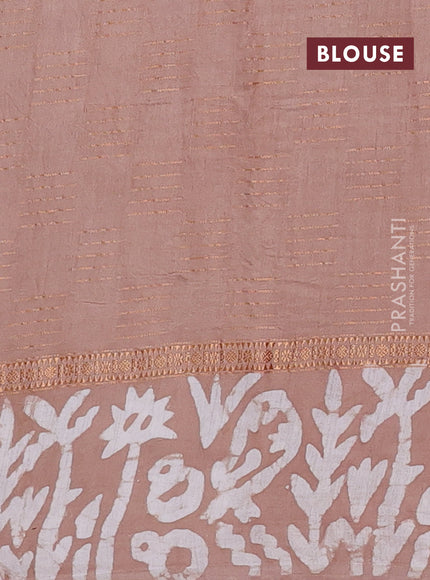 Pastel Brown Semi Chanderi Saree - Batik Prints