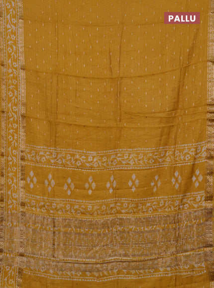 Yellow Semi Chanderi Saree - Batik Prints