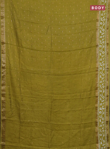 Lime Green Semi Chanderi Saree - Batik Prints