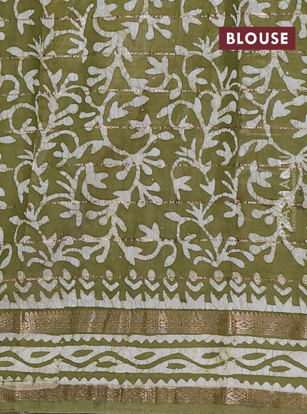 Mehendi Green Semi Chanderi Saree - Batik Prints