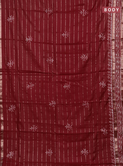 Maroon Semi Chanderi Saree - Batik Prints