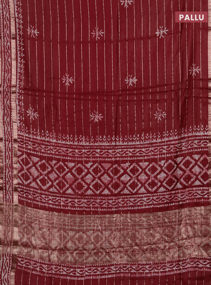 Maroon Semi Chanderi Saree - Batik Prints