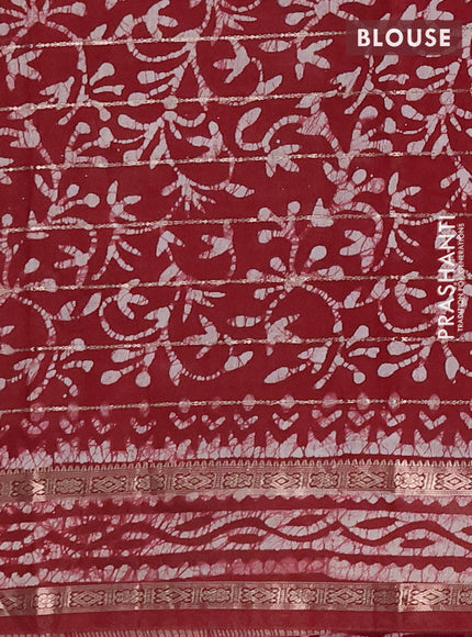 Maroon Semi Chanderi Saree - Batik Prints