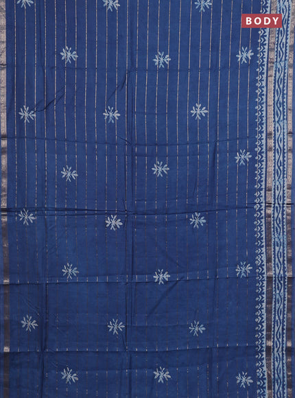 Blue Semi Chanderi Saree - Batik Prints