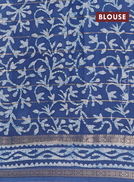 Blue Semi Chanderi Saree - Batik Prints