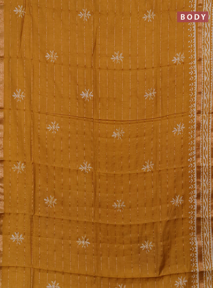 Mustard Yellow Semi Chanderi Saree - Batik Prints