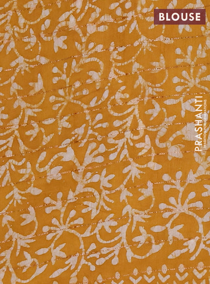 Mustard Yellow Semi Chanderi Saree - Batik Prints