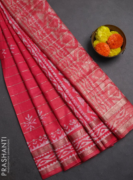 Pink Semi Chanderi Saree - Batik Prints
