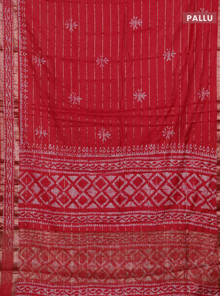 Pink Semi Chanderi Saree - Batik Prints