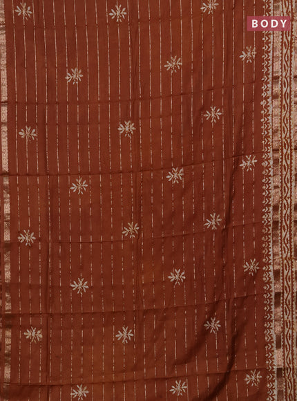 Brown Semi Chanderi Saree - Batik Prints