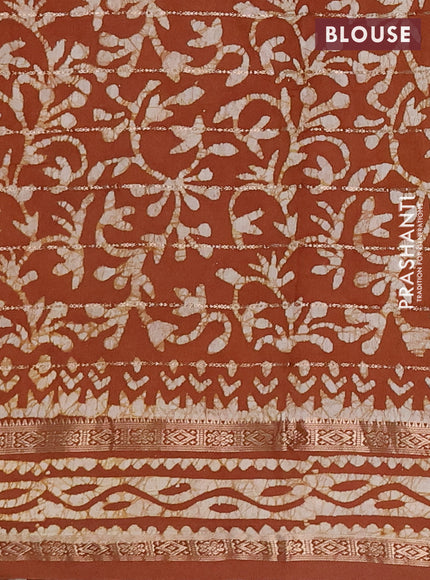 Brown Semi Chanderi Saree - Batik Prints