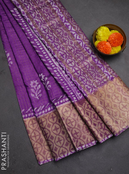 Lavender Semi Chanderi Saree - Batik Prints