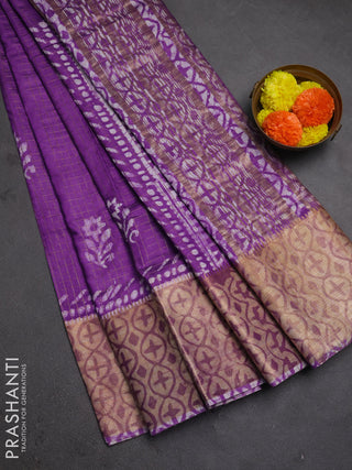 Lavender Semi Chanderi Saree - Batik Prints