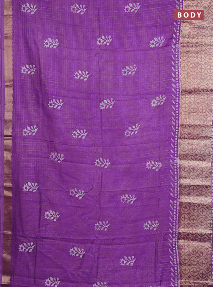 Lavender Semi Chanderi Saree - Batik Prints