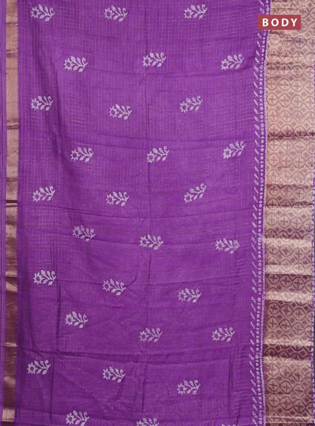 Lavender Semi Chanderi Saree - Batik Prints