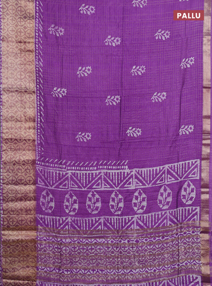 Lavender Semi Chanderi Saree - Batik Prints