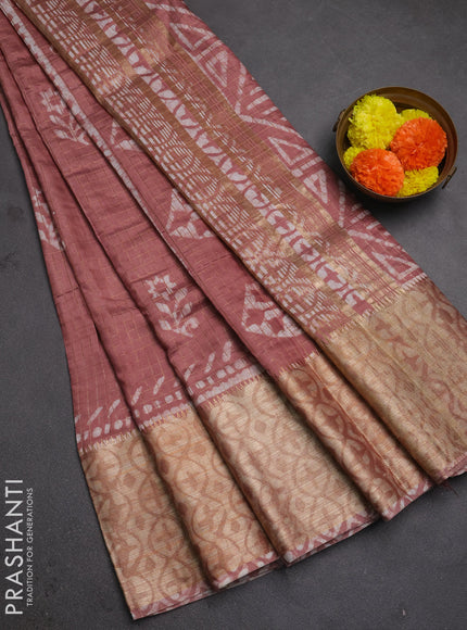 Pastel Peach Semi Chanderi Saree - Batik Prints
